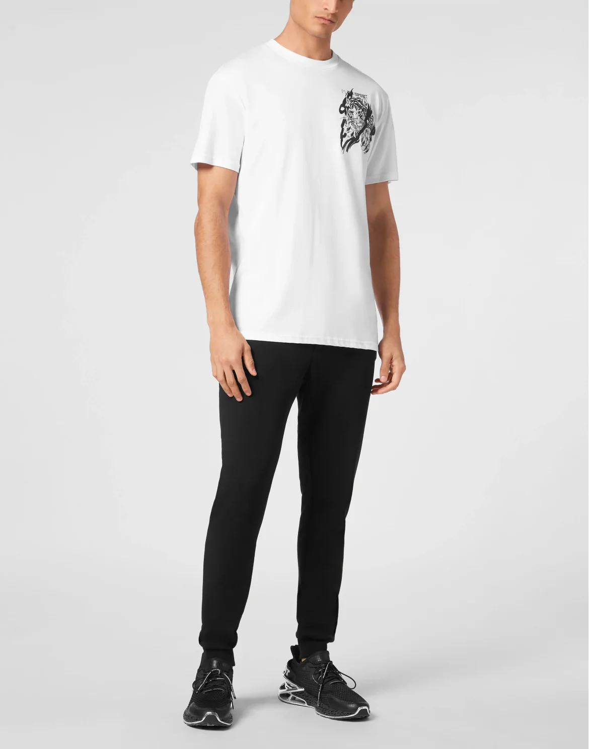 Plein Sport Cotton T-shirt Round Neck SS Tiger, цвет: Черный