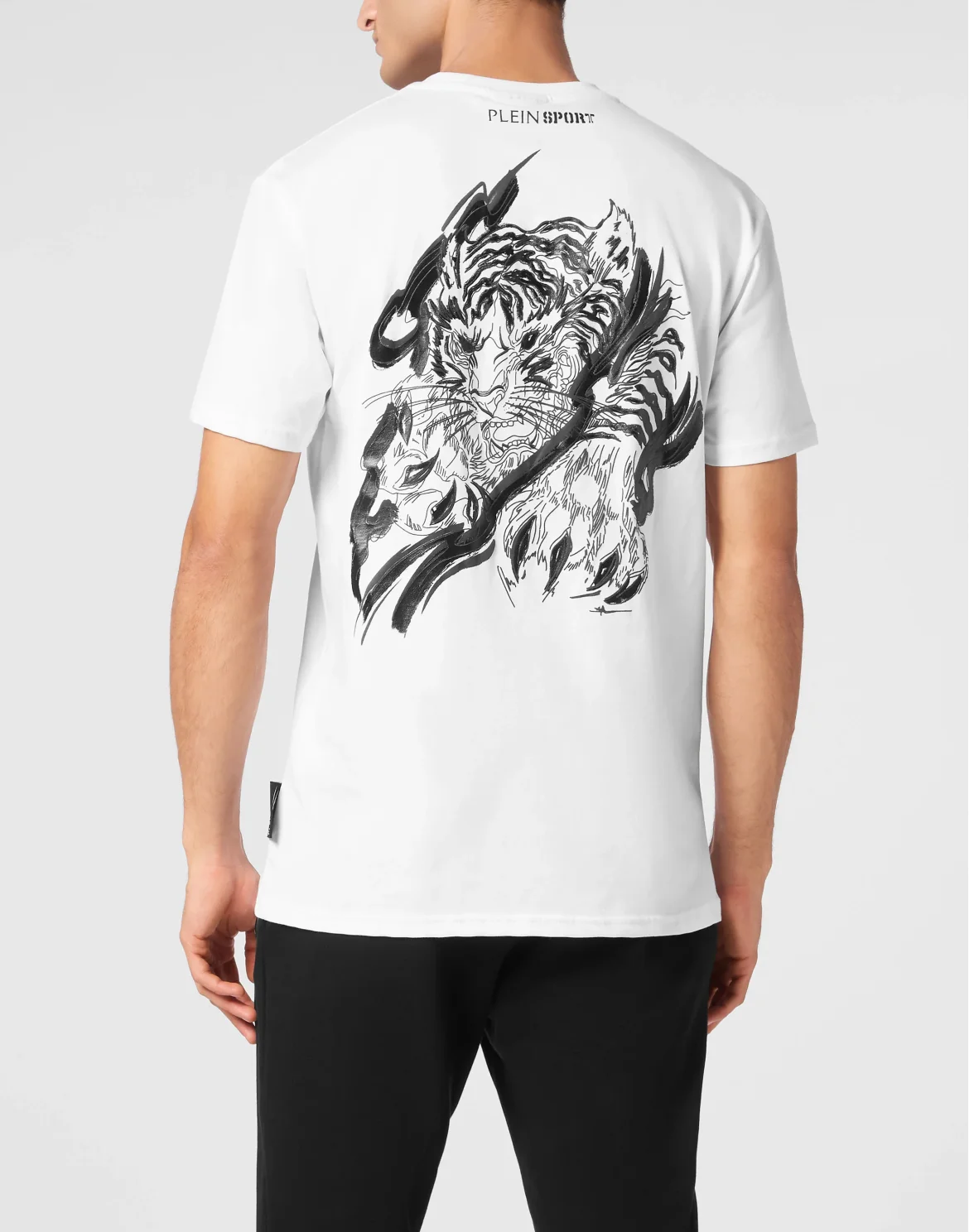 Plein Sport Cotton T-shirt Round Neck SS Tiger, цвет: Черный
