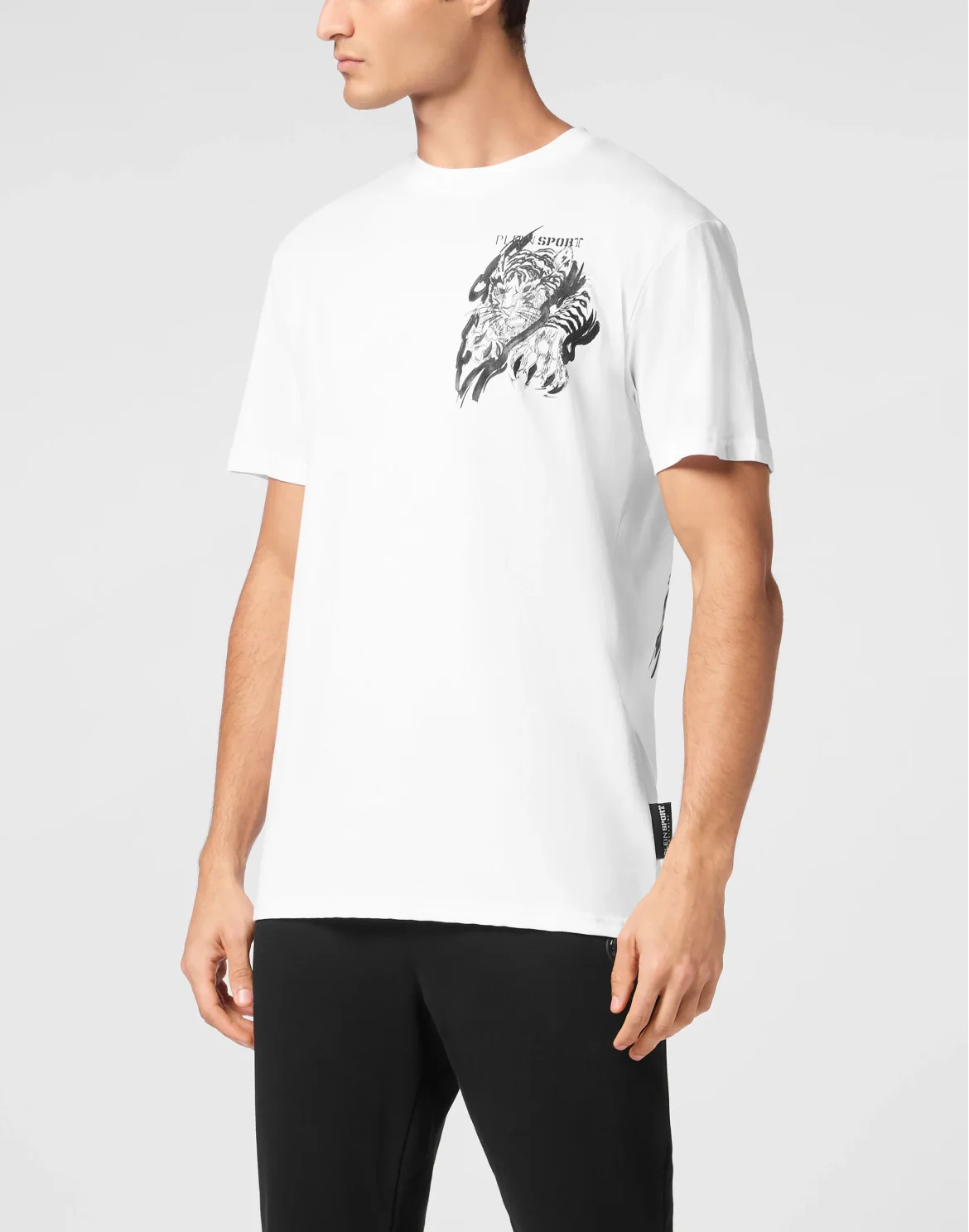 Plein Sport Cotton T-shirt Round Neck SS Tiger, цвет: Черный