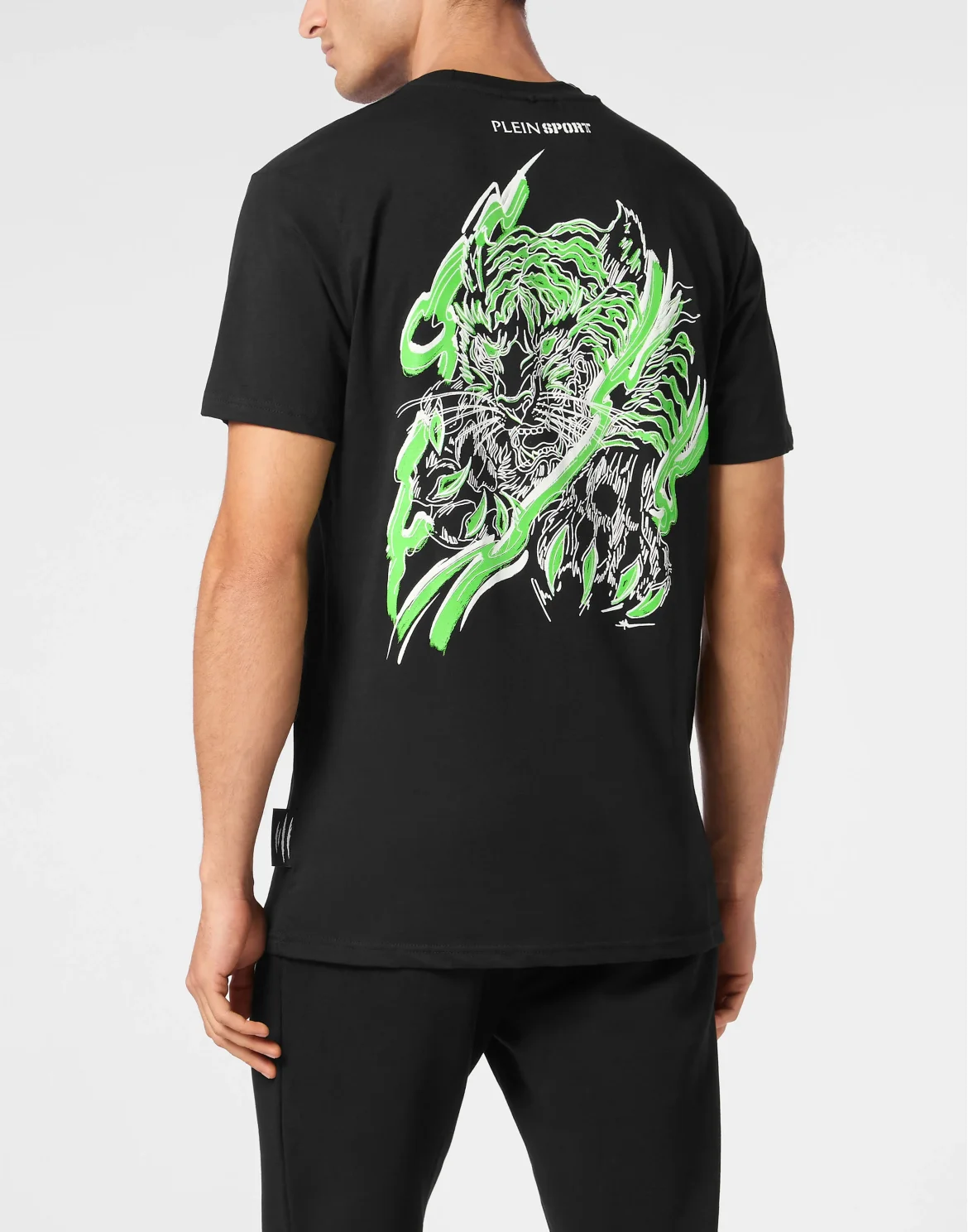 Plein Sport Cotton T-shirt Round Neck SS Tiger, цвет: Черный