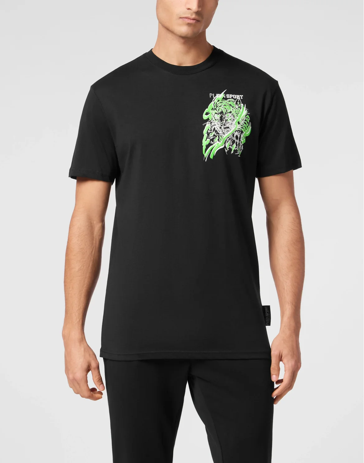 Plein Sport Cotton T-shirt Round Neck SS Tiger, цвет: Черный