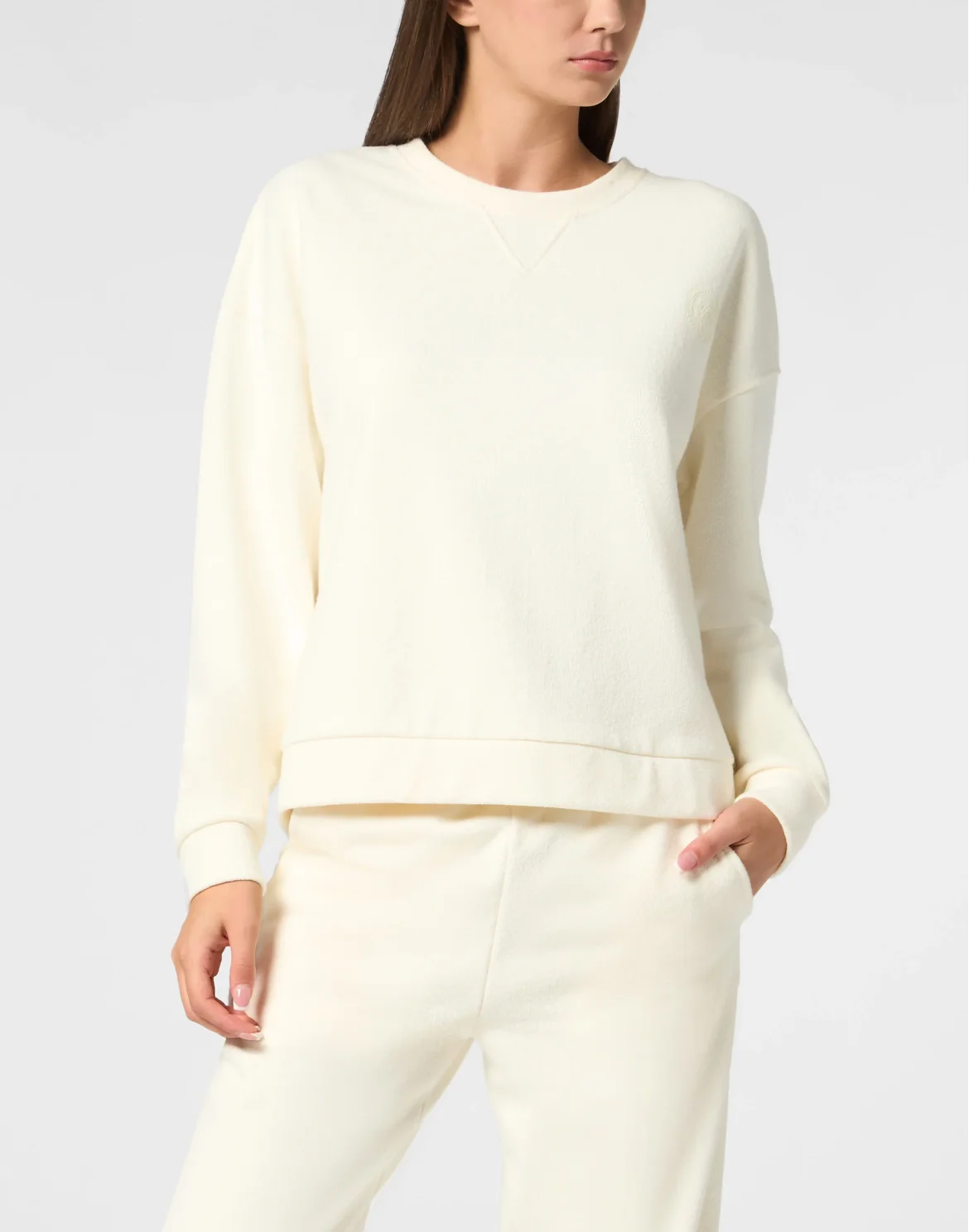 Boxy Fit Sweatshirt Round Neck LS, цвет: Белый