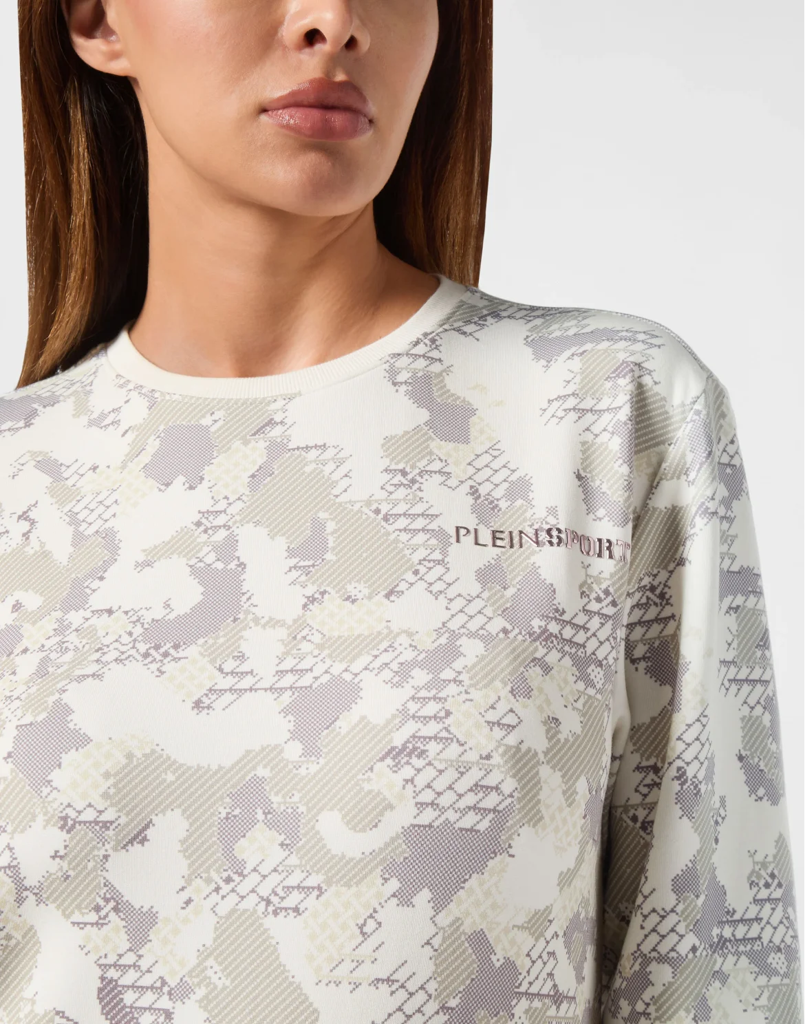Modal Boxy Fit Sweatshirt Round Neck LS Camouflage, цвет: Сиреневый