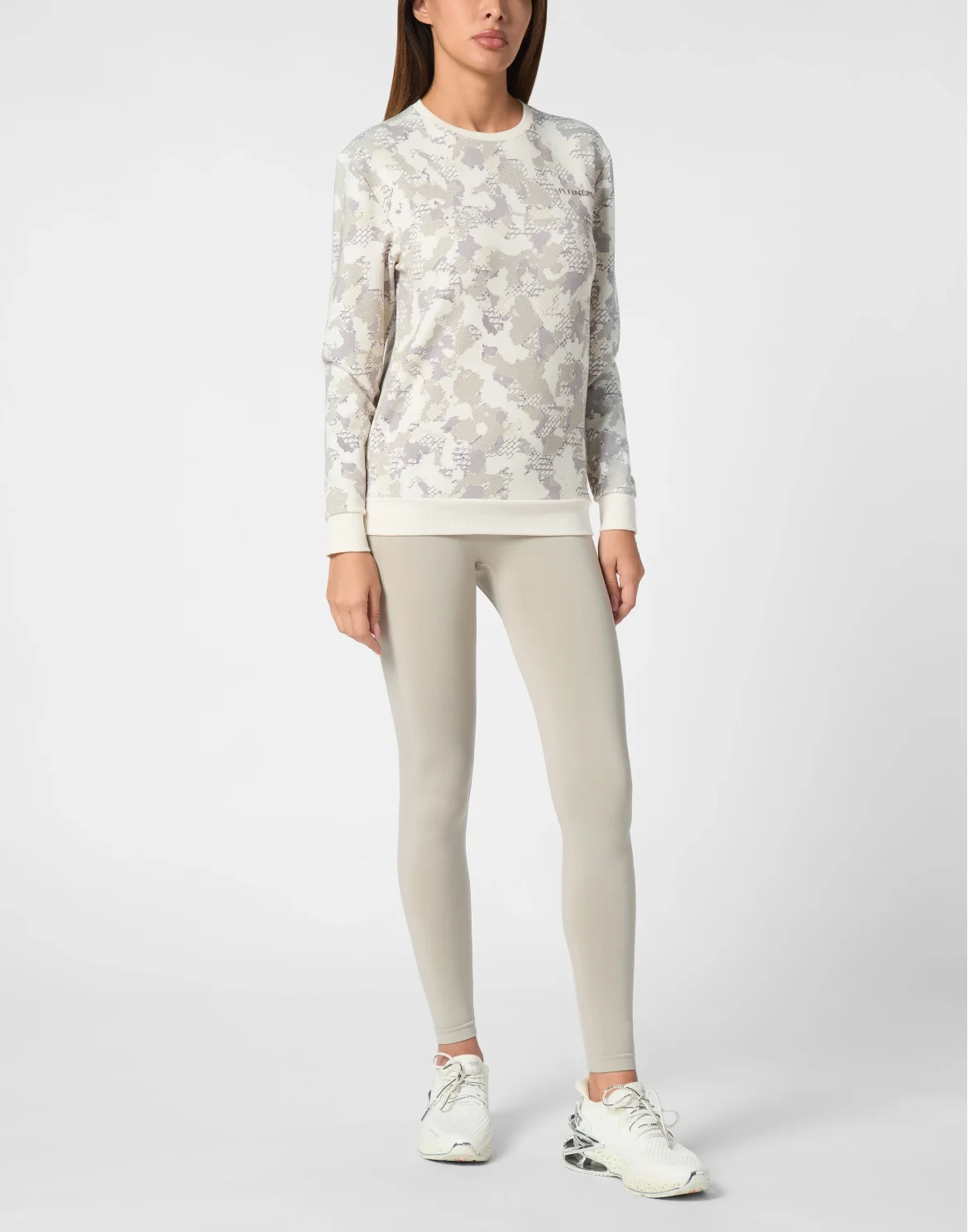 Modal Boxy Fit Sweatshirt Round Neck LS Camouflage, цвет: Сиреневый