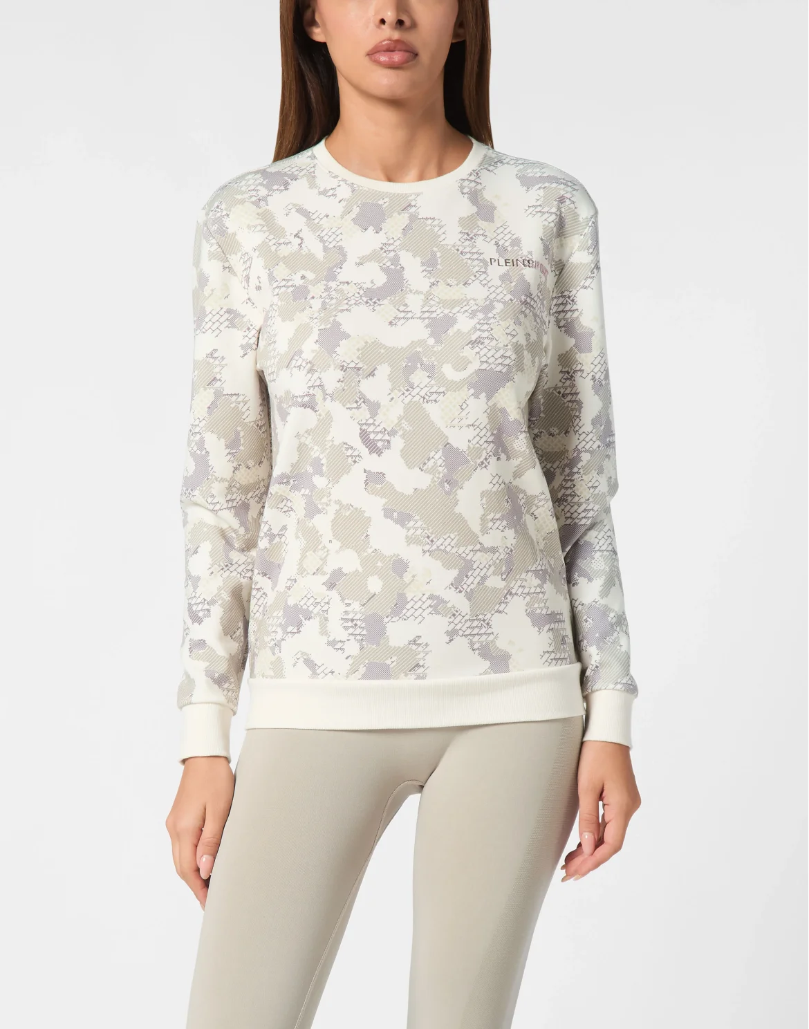 Modal Boxy Fit Sweatshirt Round Neck LS Camouflage, цвет: Сиреневый