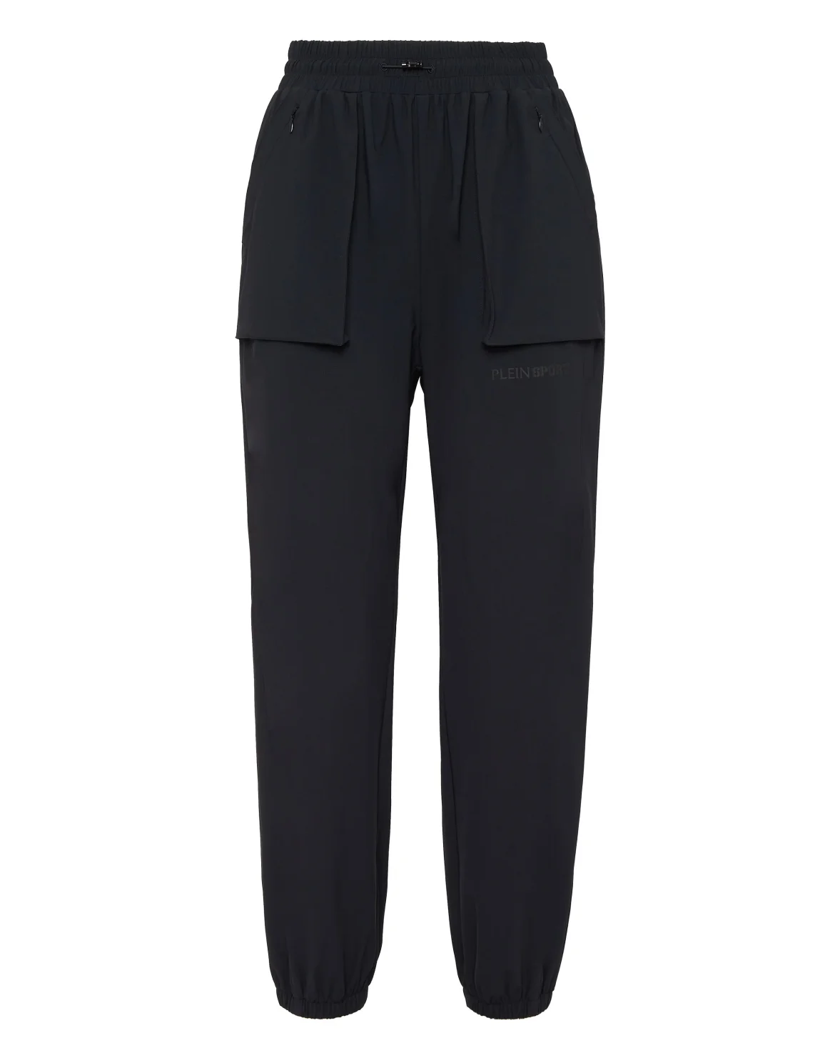 Nylon Stretch High Waisted Jogging Pants, цвет: Черный