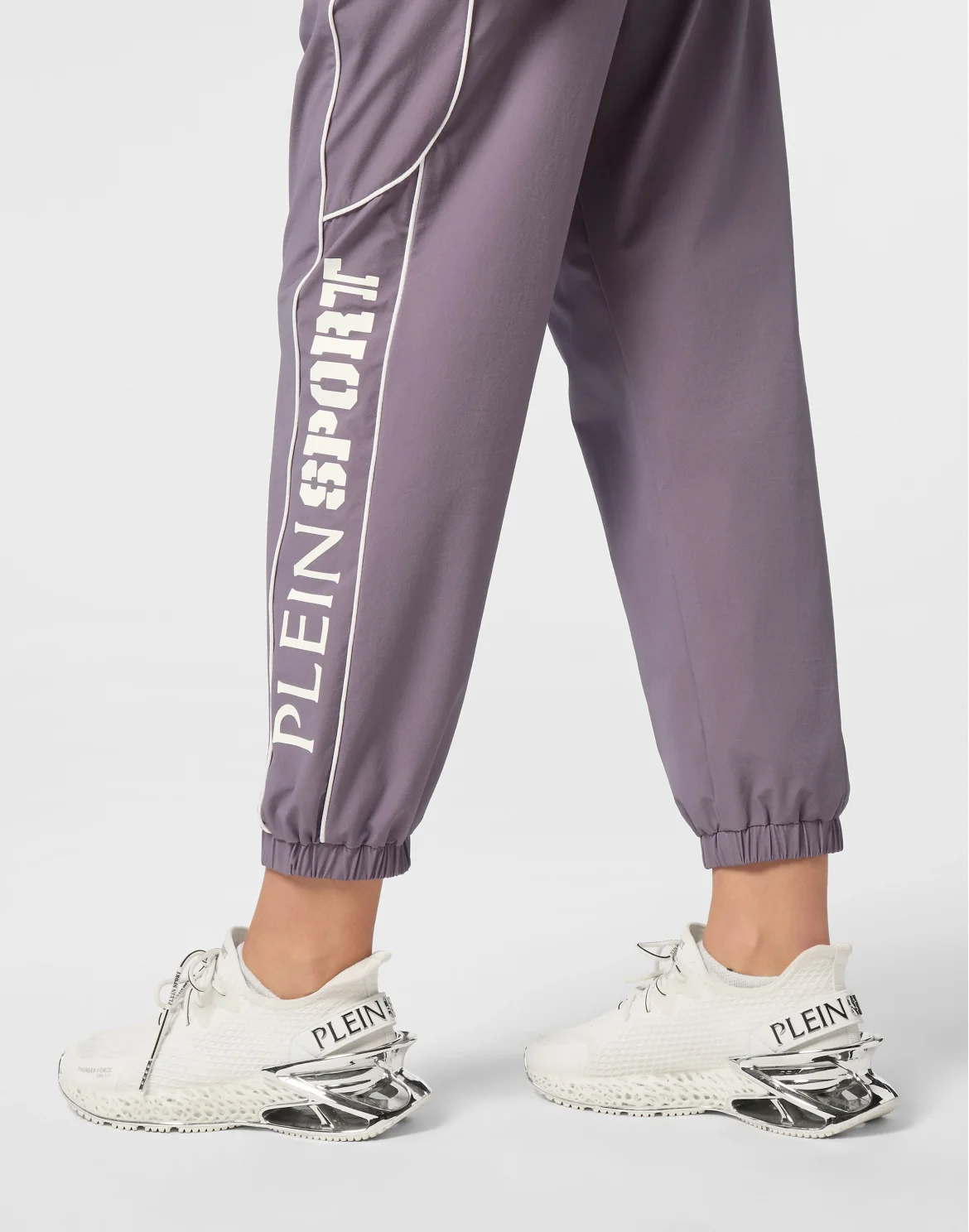 Nylon Loose Fit Piping Jogging Pants Scratch, цвет: Сиреневый