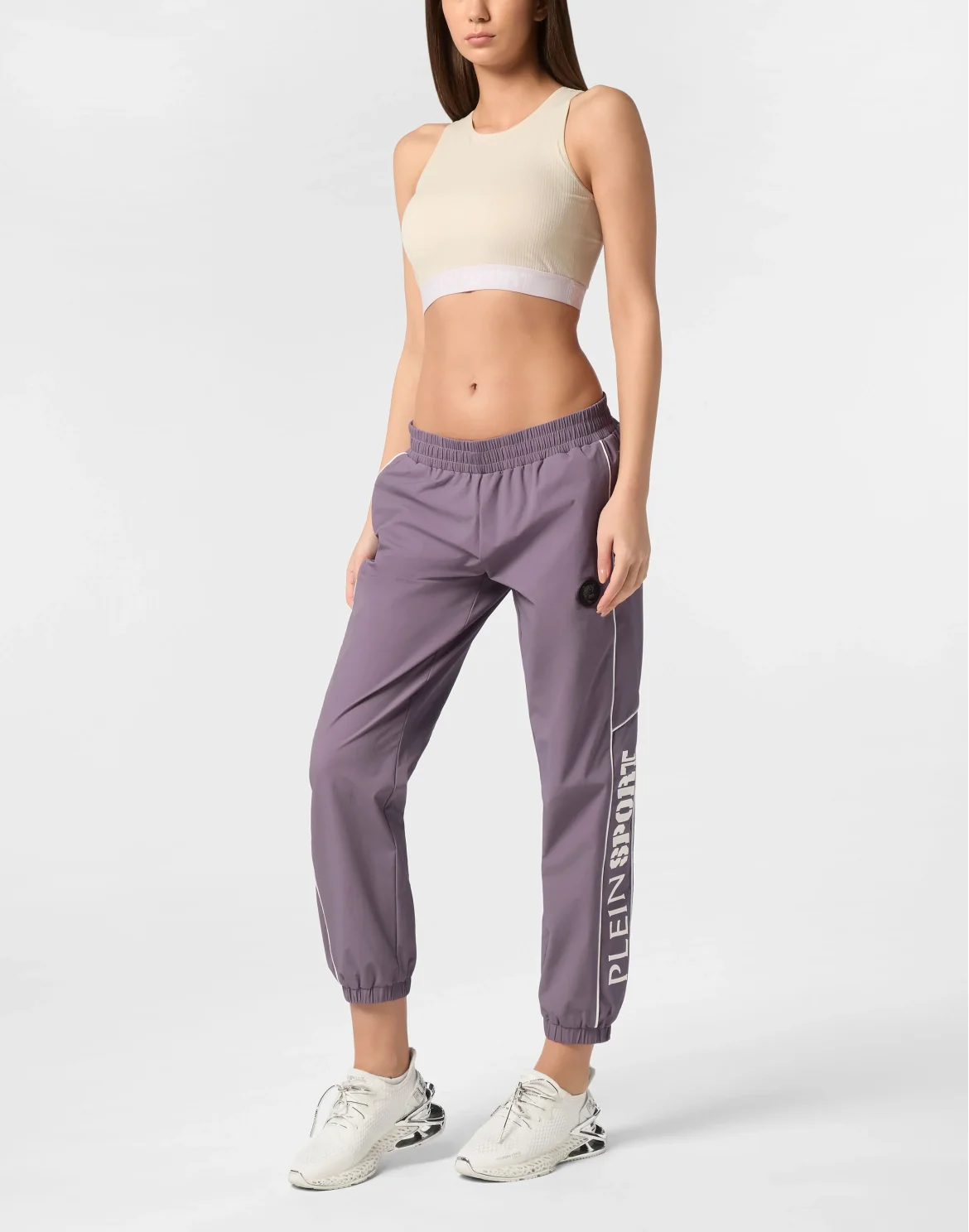 Nylon Loose Fit Piping Jogging Pants Scratch, цвет: Сиреневый