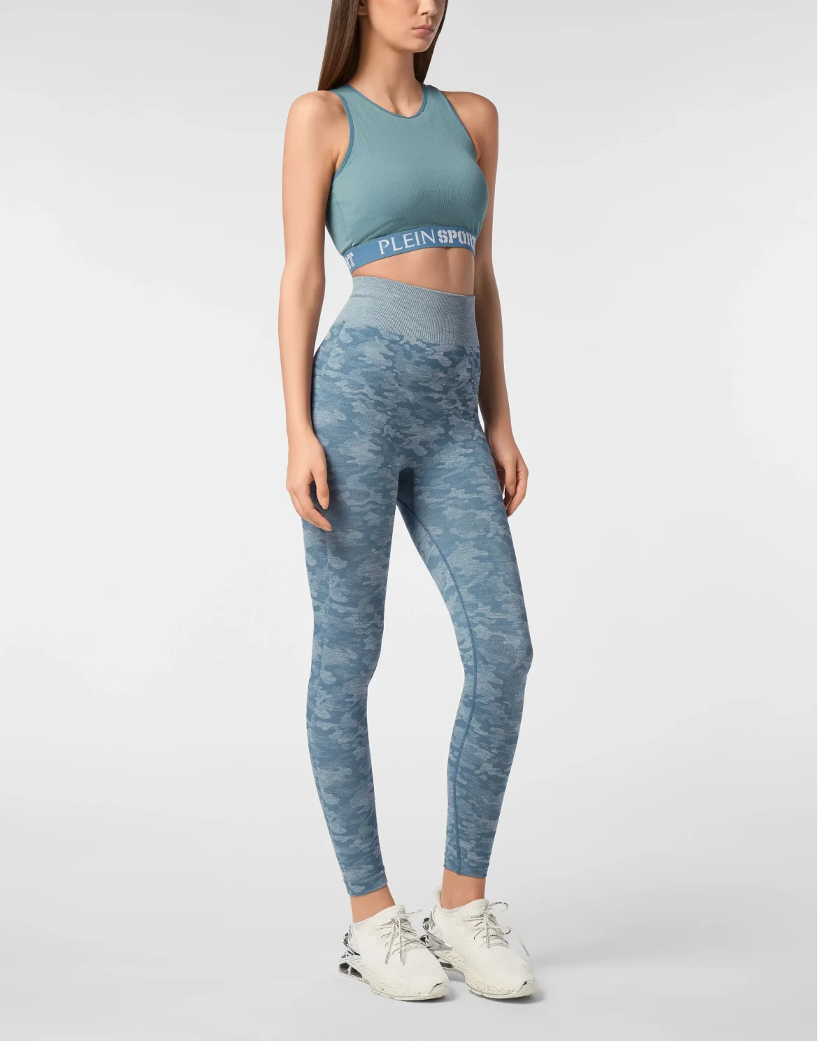 Rib Seamless Training Sport Bra Logo, цвет: Бирюзовый