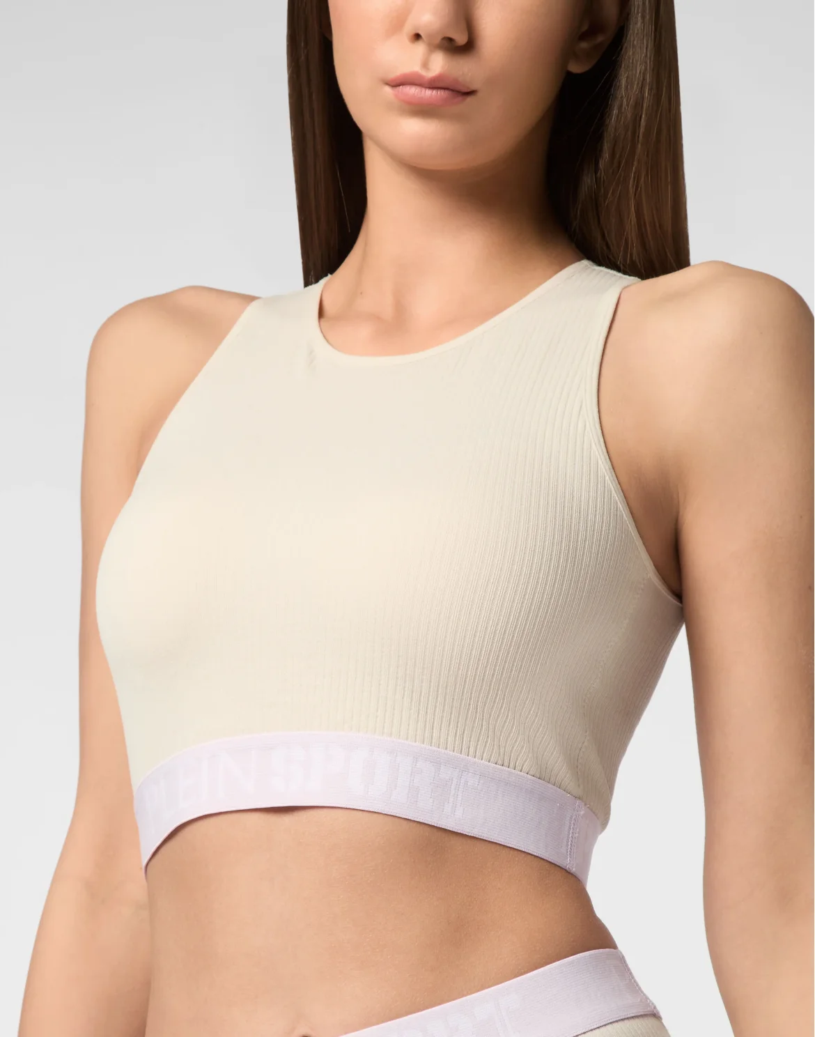 Rib Seamless Training Sport Bra Logo, цвет: Серый