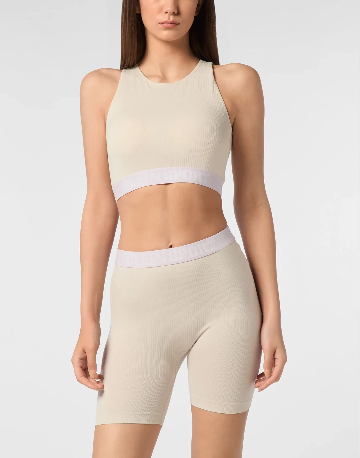 Rib Seamless Training Sport Bra Logo, цвет: Серый