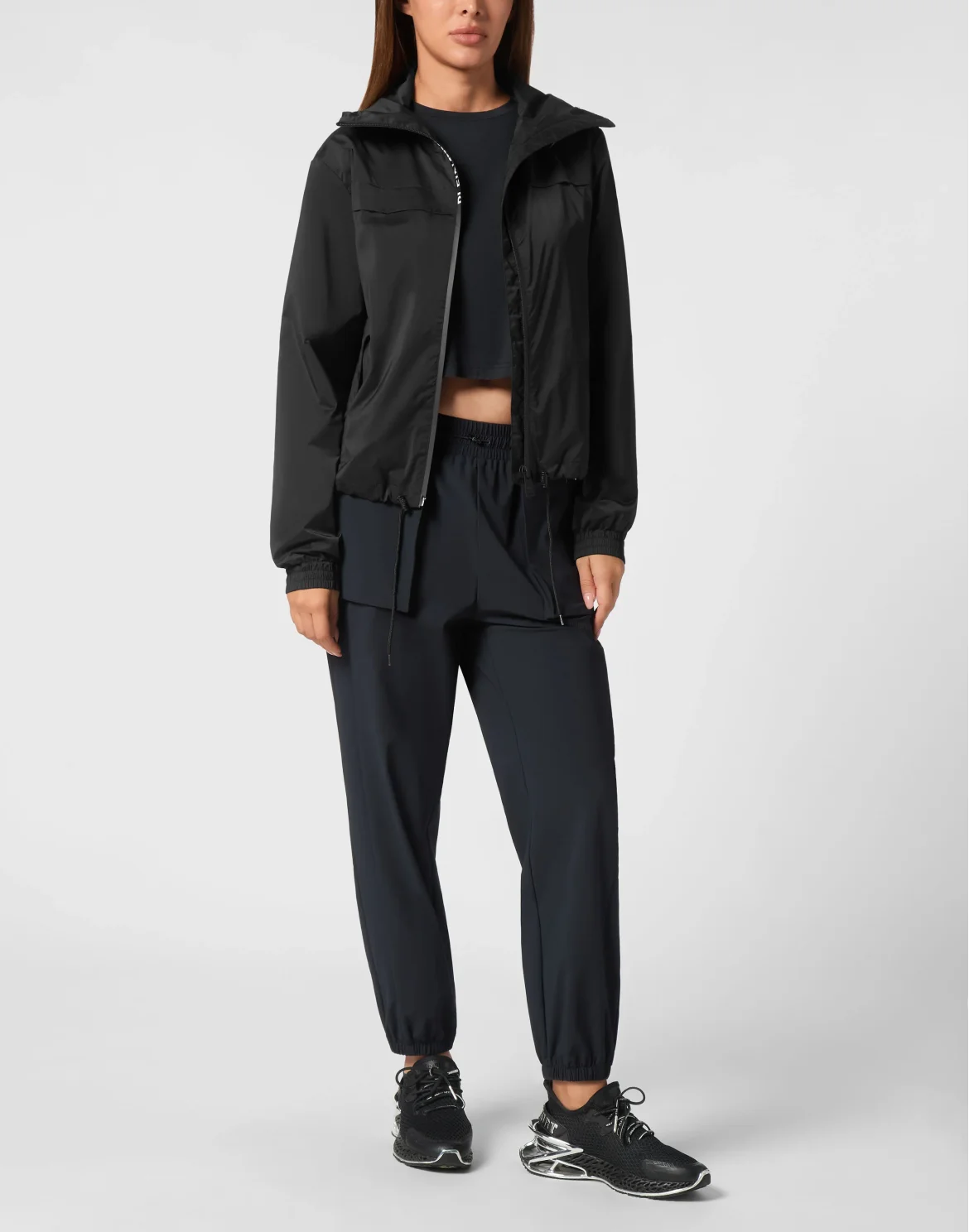 Cropped Windbreaker LS Scratch, цвет: Черный