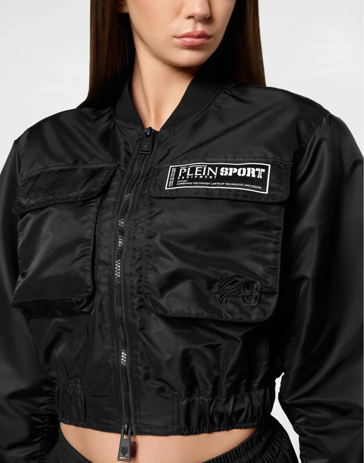 Cropped Bomber Jacket LS With Cargo Pockets, цвет: Черный