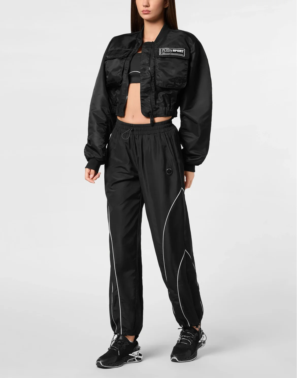 Cropped Bomber Jacket LS With Cargo Pockets, цвет: Черный
