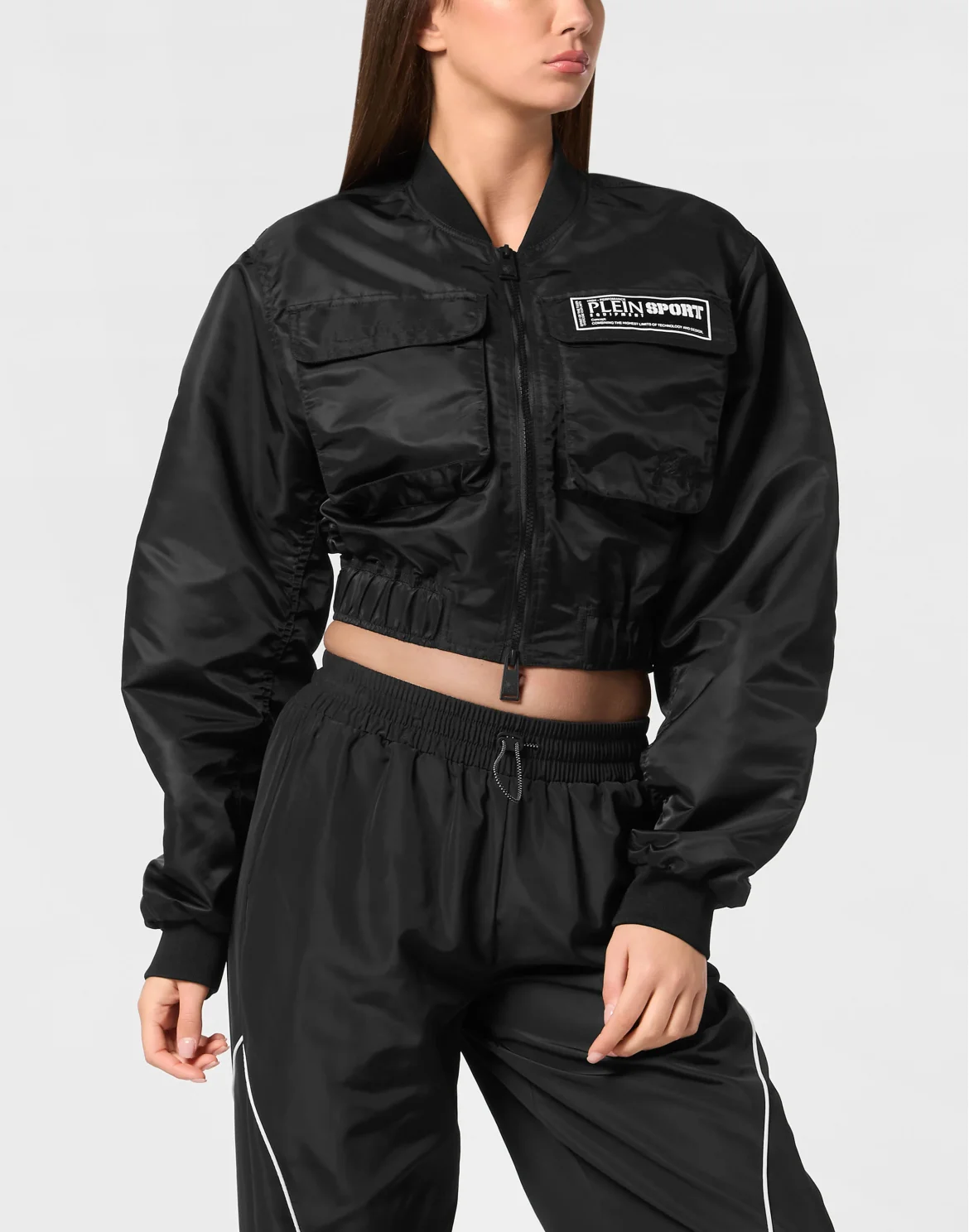Cropped Bomber Jacket LS With Cargo Pockets, цвет: Черный