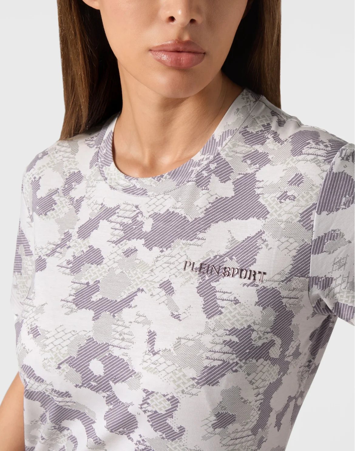 Cotton Fitted T-shirt Round Neck SS Camouflage, цвет: Сиреневый