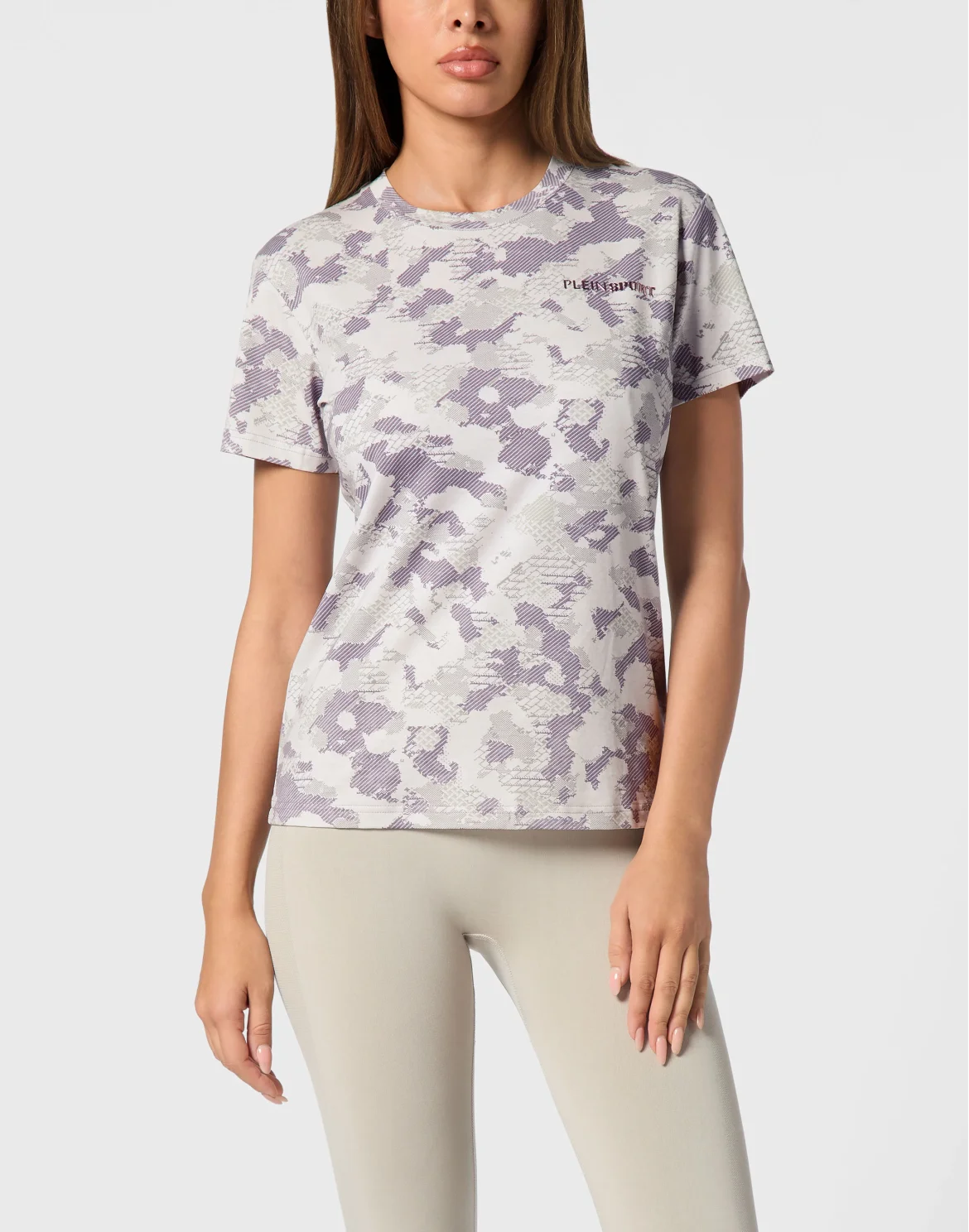 Cotton Fitted T-shirt Round Neck SS Camouflage, цвет: Сиреневый