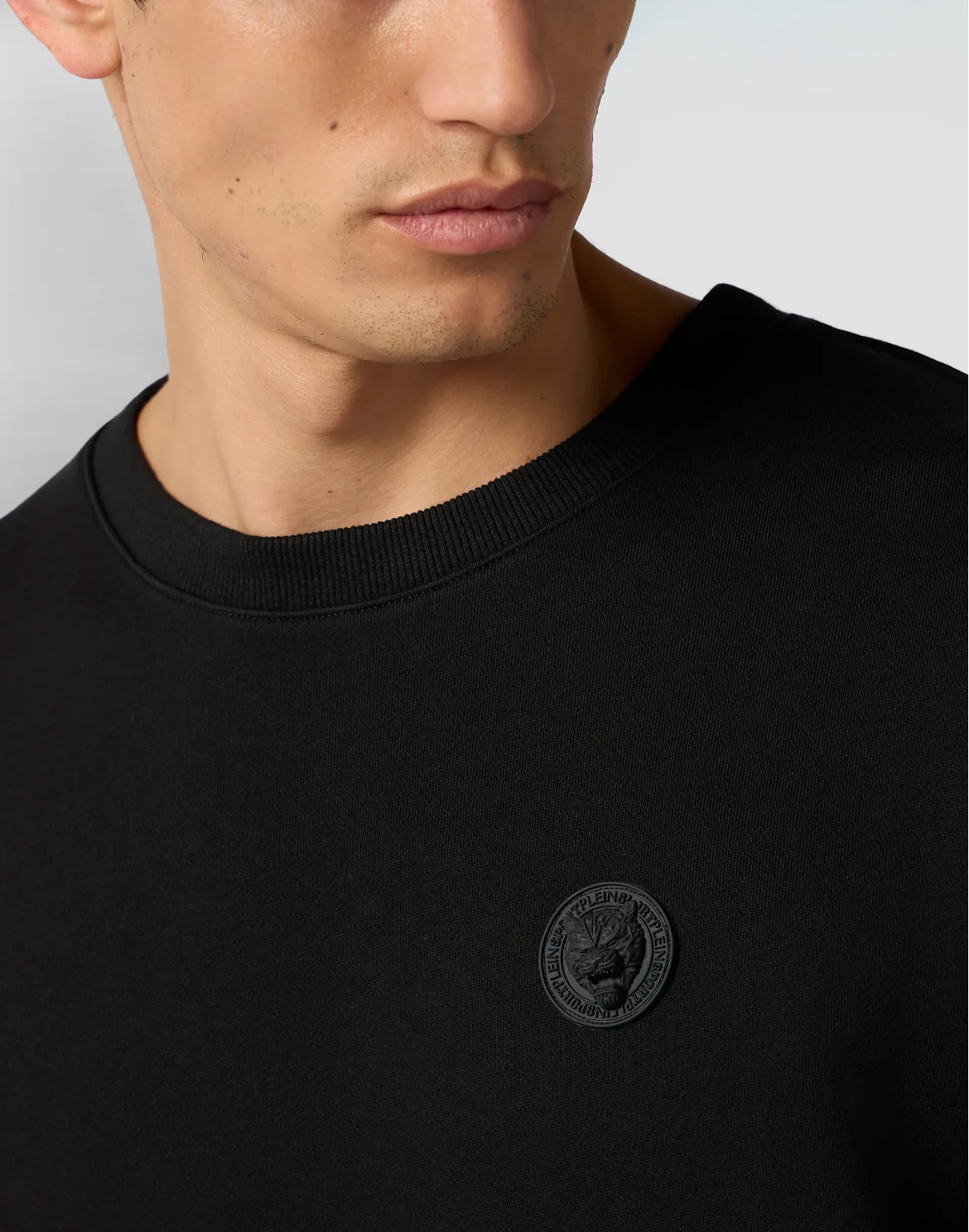 Fleece Round Neck Sweatshirt 3D Tiger, цвет: Черный