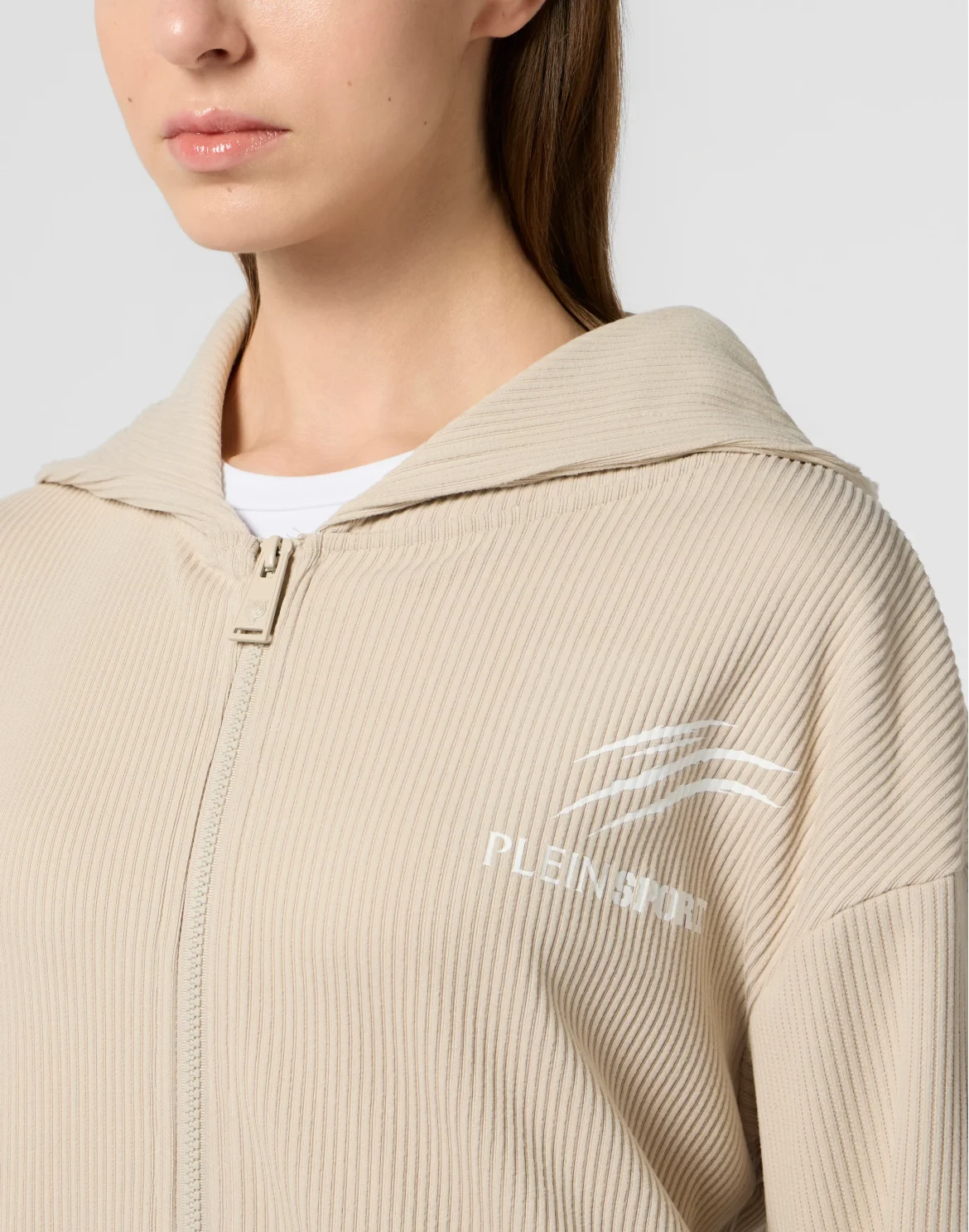 Ribbed Zip Hoodie Scratch, цвет: Бежевый