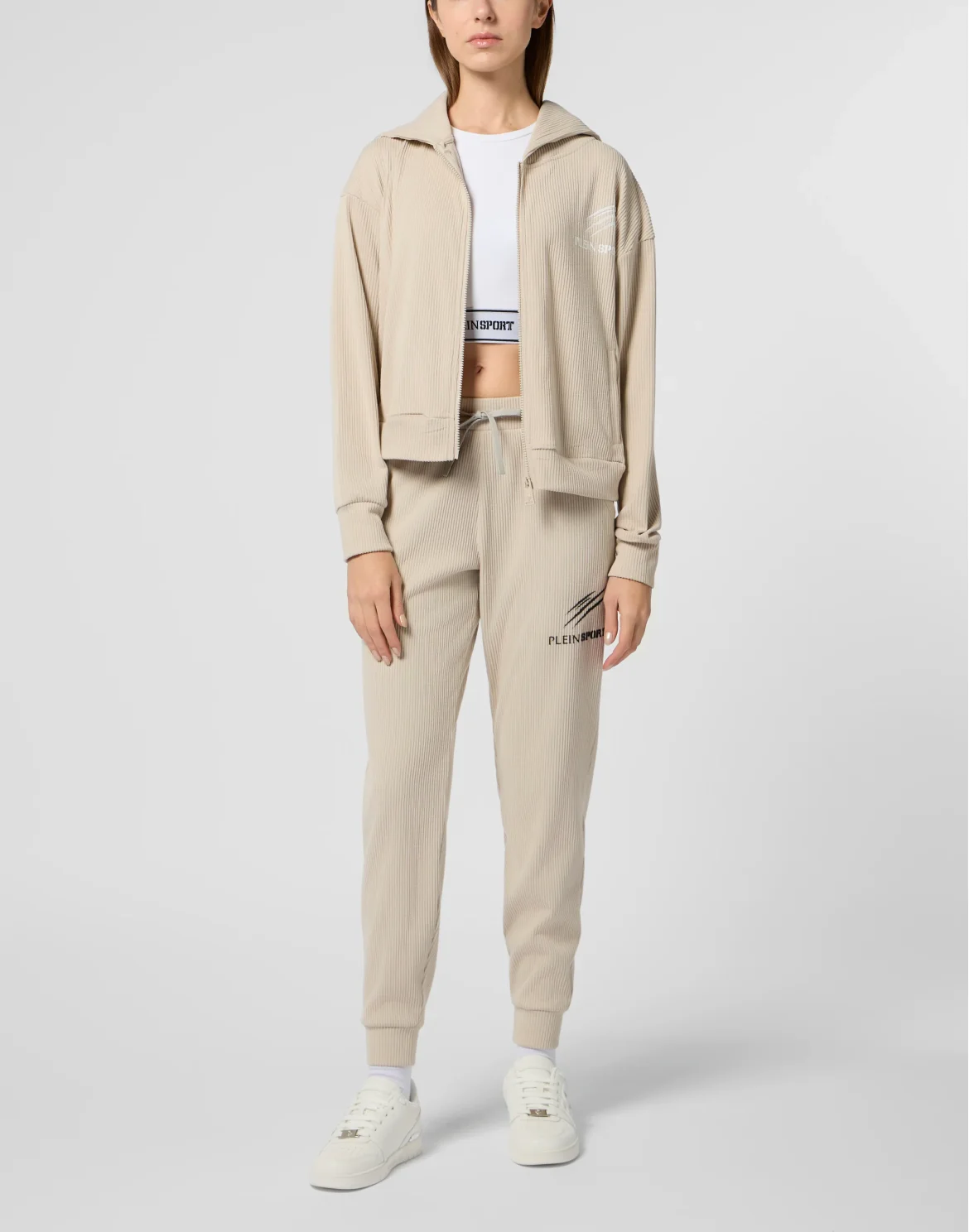 Ribbed Zip Hoodie Scratch, цвет: Бежевый
