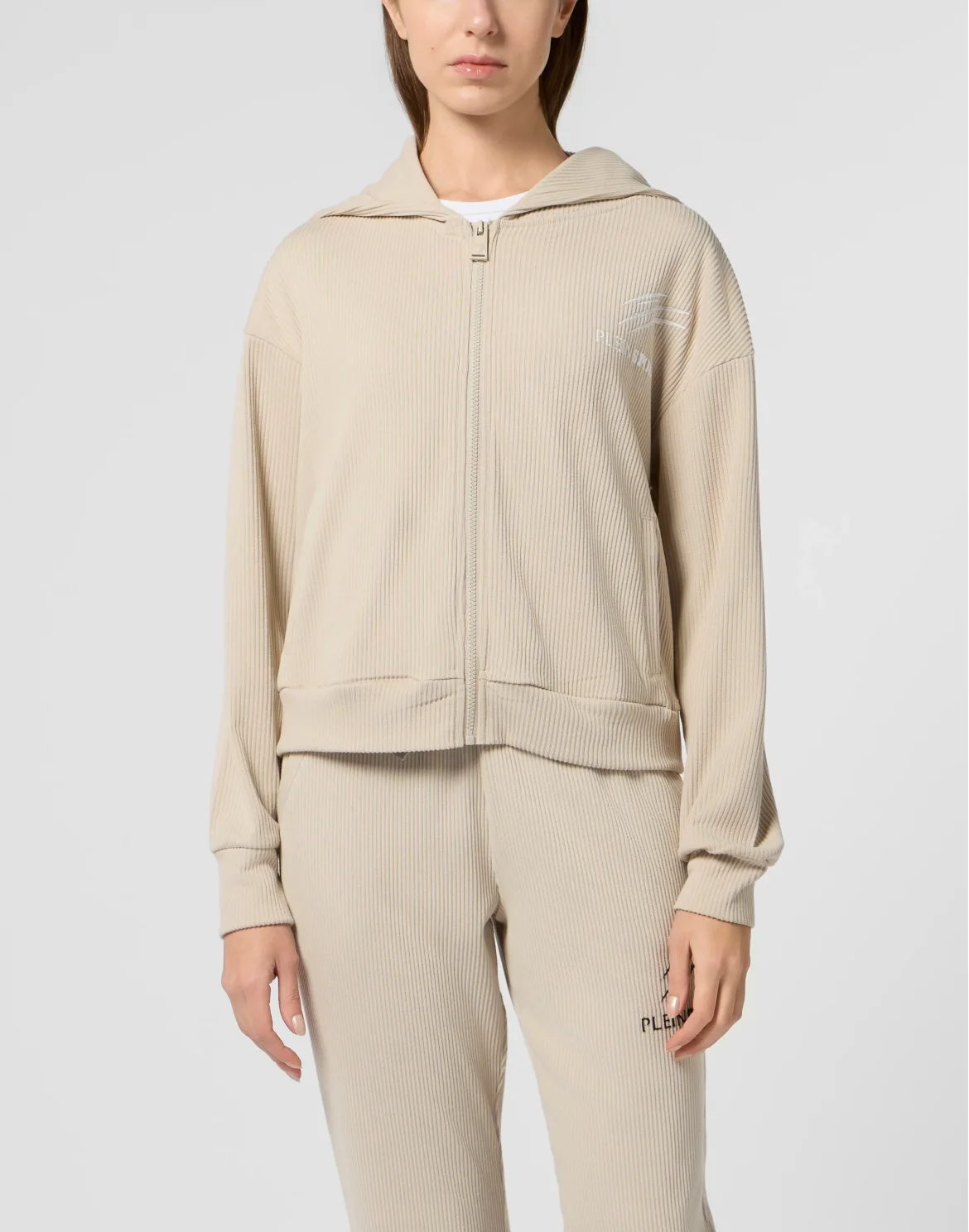 Ribbed Zip Hoodie Scratch, цвет: Бежевый