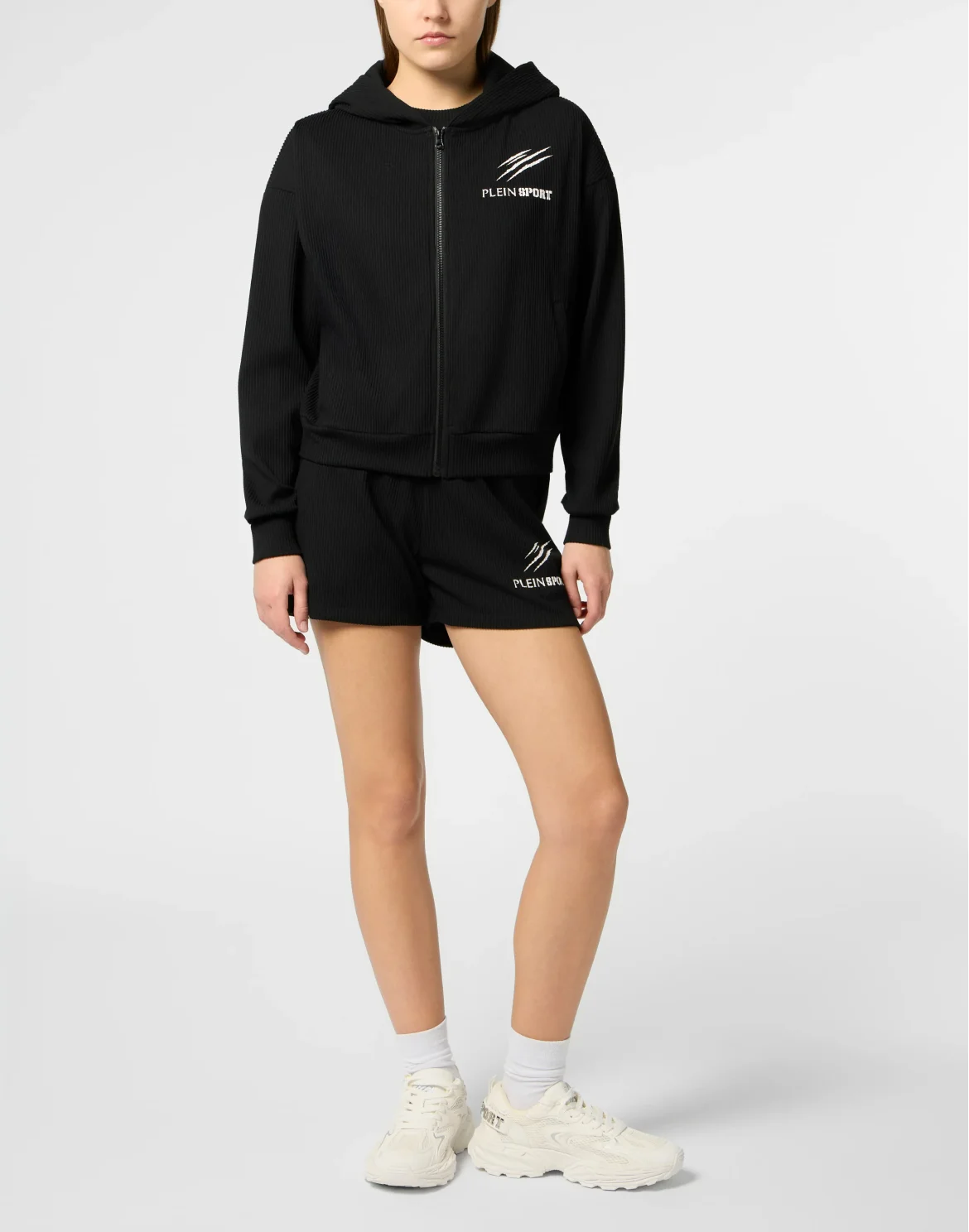 Ribbed Zip Hoodie Scratch, цвет: Черный