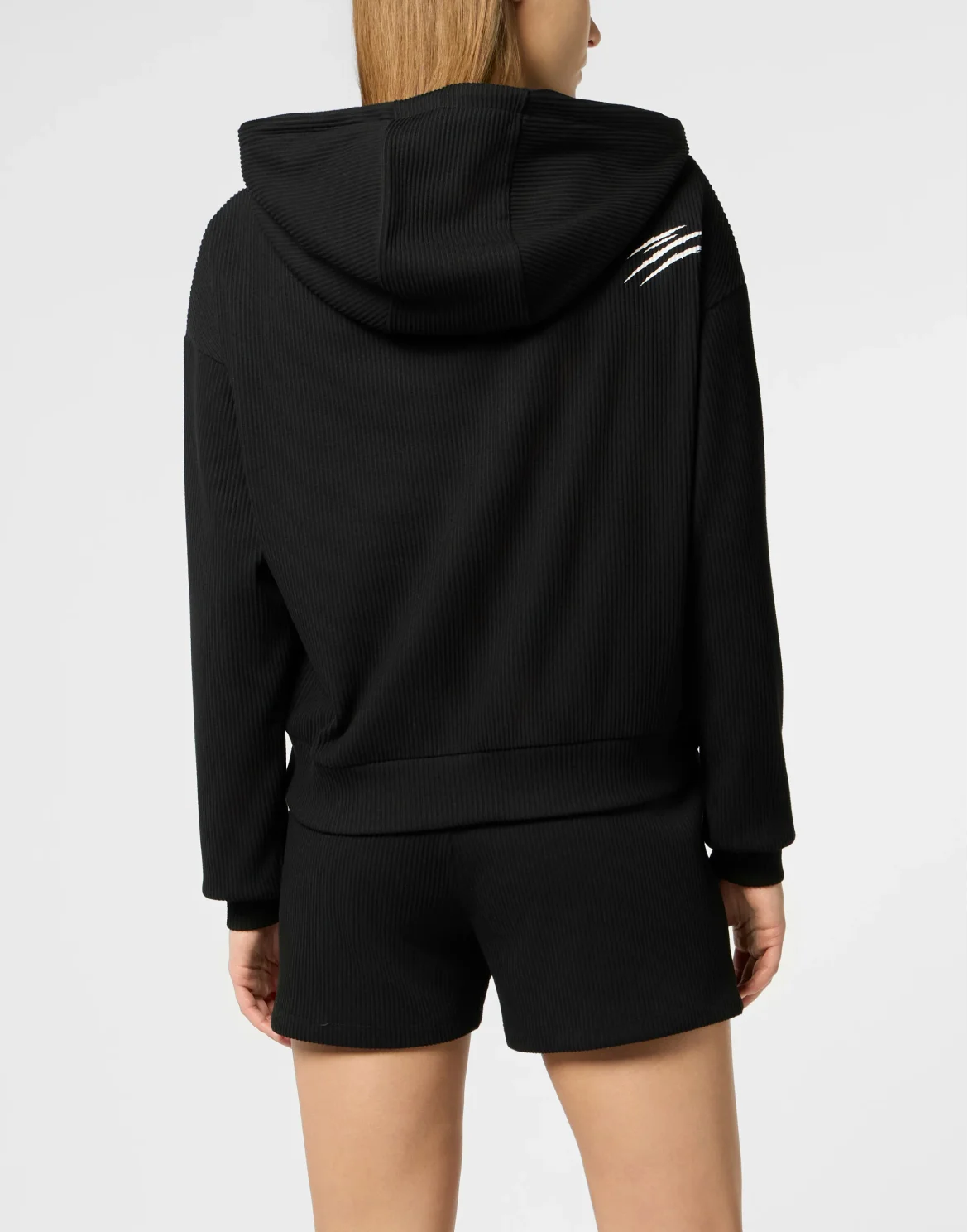 Ribbed Zip Hoodie Scratch, цвет: Черный