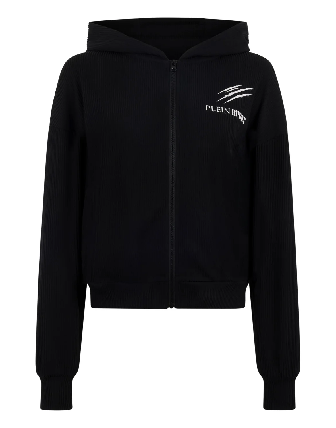 Ribbed Zip Hoodie Scratch, цвет: Черный