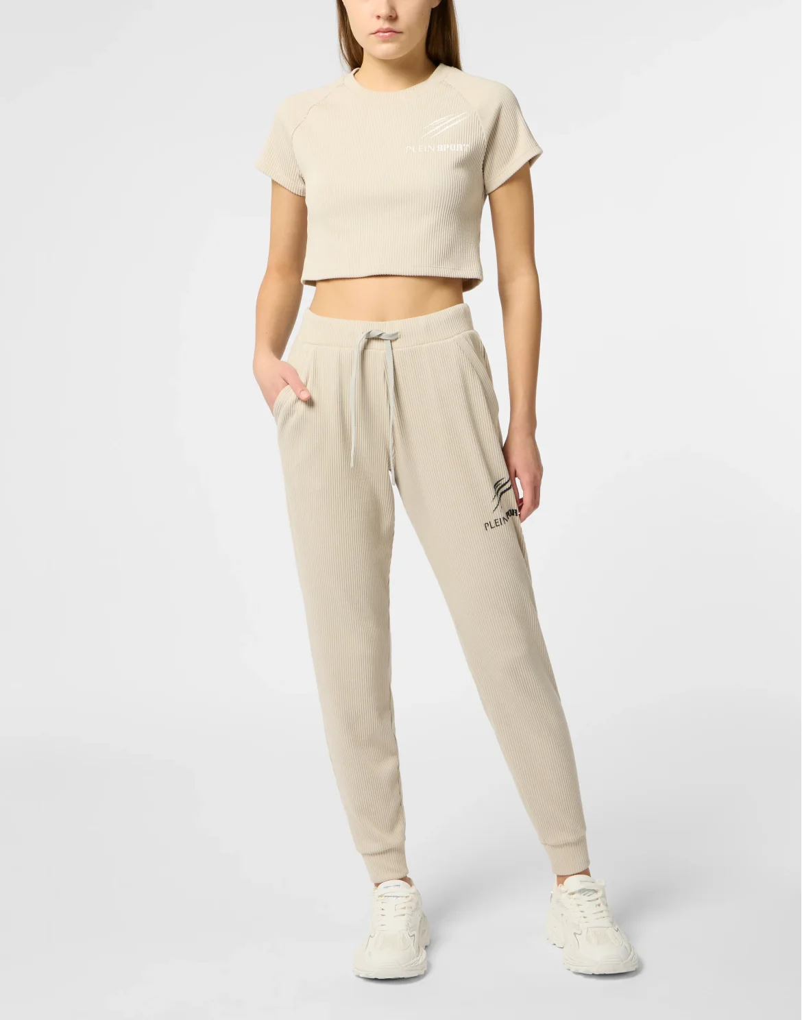 Ribbed Crop T-Shirt Scratch, цвет: Бежевый
