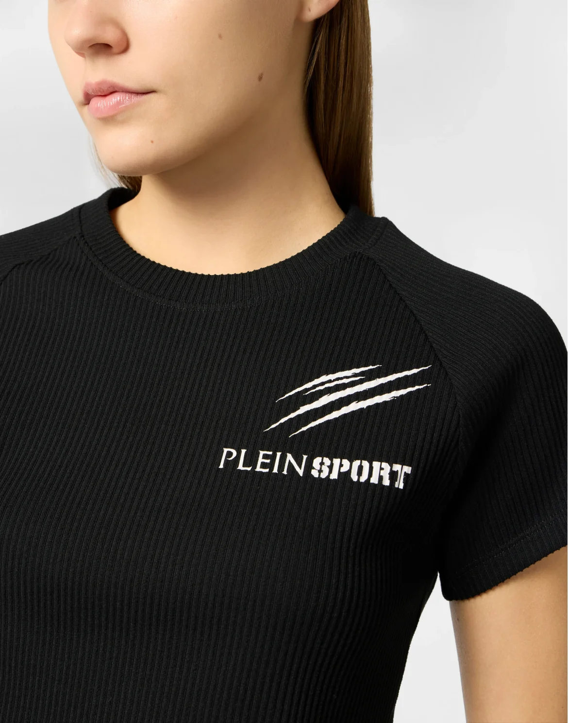 Ribbed Crop T-Shirt Scratch, цвет: Черный