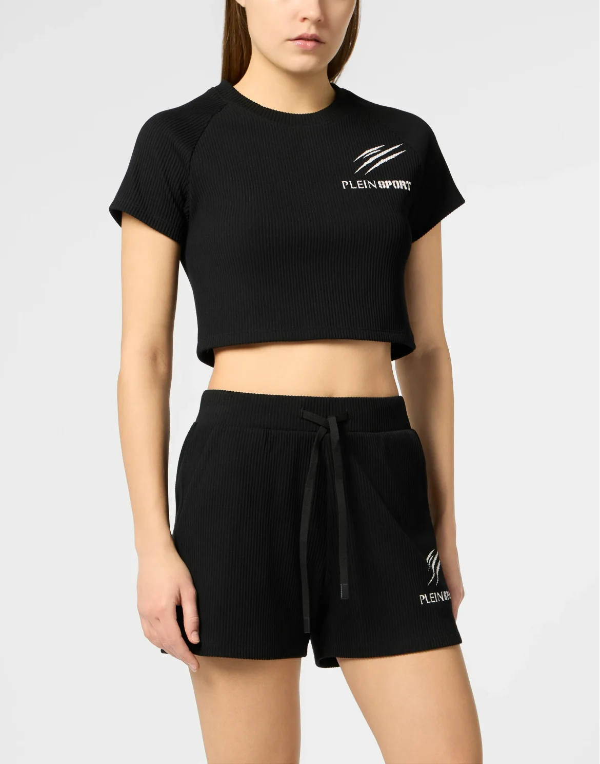 Ribbed Crop T-Shirt Scratch, цвет: Черный