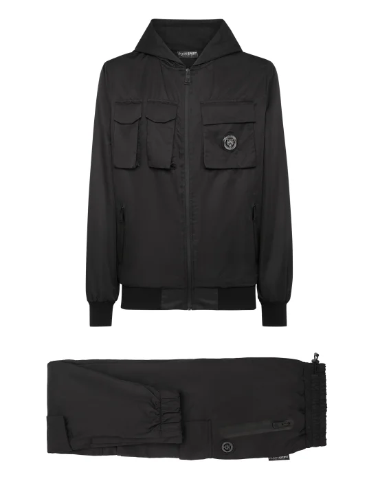 Nylon Jogging Tracksuit: Hoodie Jacket /Trousers Multi Pockets