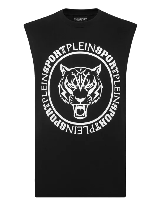 Sleeveless T-shirt Round Neck Carbon Tiger