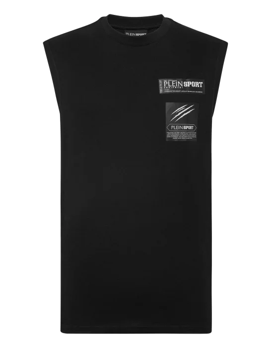 Sleeveless T-shirt Round Neck Scratch