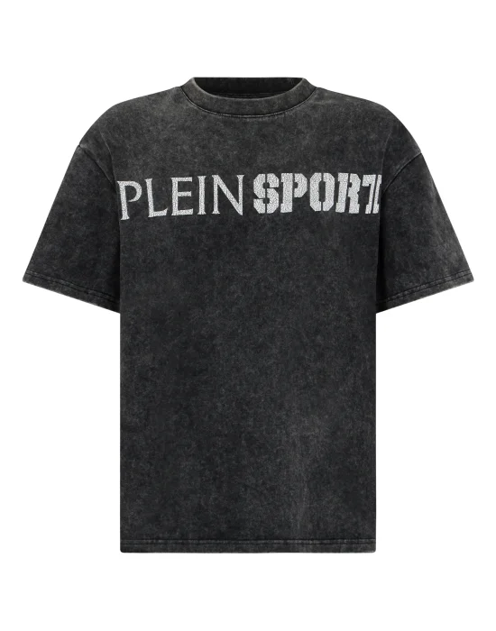 Washed Round Neck T-Shirt Crackle Scratch
