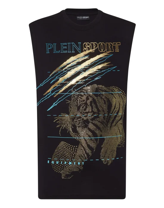 Cotton Dotted T-shirt Round Neck Sleeveless Lamina Tiger