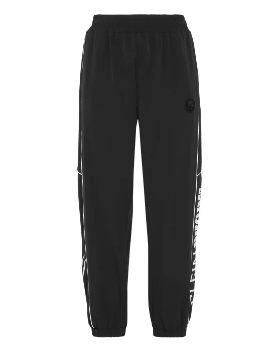 Nylon Loose Fit Piping Jogging Pants Scratch