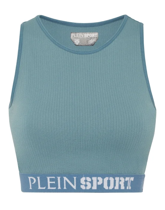 Rib Seamless Training Sport Bra Logo