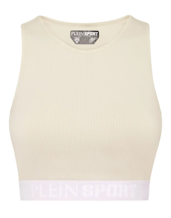 Rib Seamless Training Sport Bra Logo