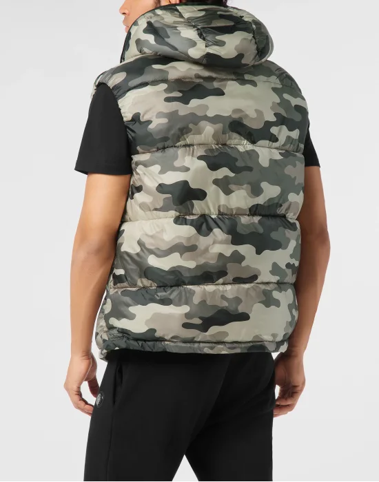 Puffer Jacket Vest Camouflage Camouflage