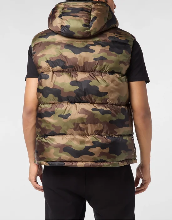Puffer Jacket Vest Camouflage Camouflage