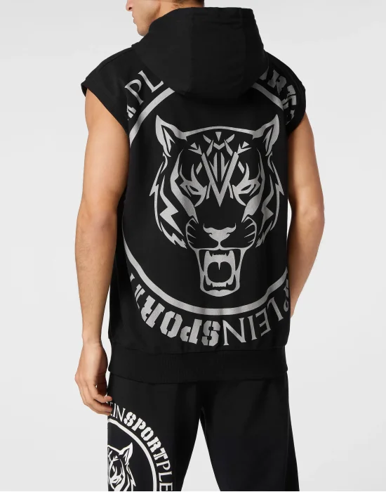 Sleeveless Hoodie Sweatshirt Carbon Tiger