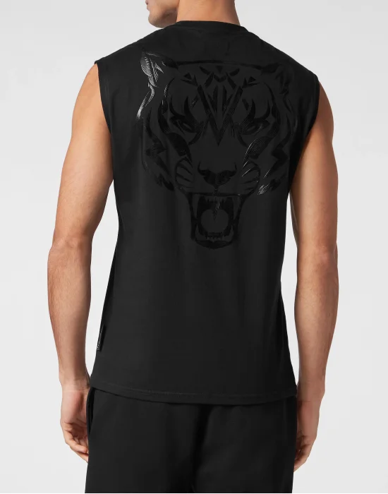 Sleeveless T-shirt Round Neck