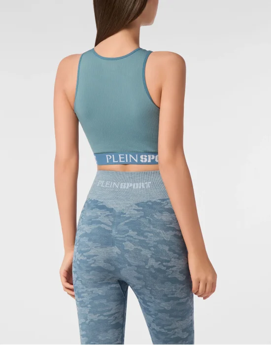 Rib Seamless Training Sport Bra Logo