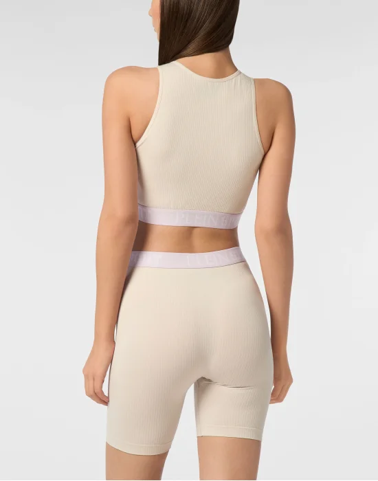 Rib Seamless Training Sport Bra Logo
